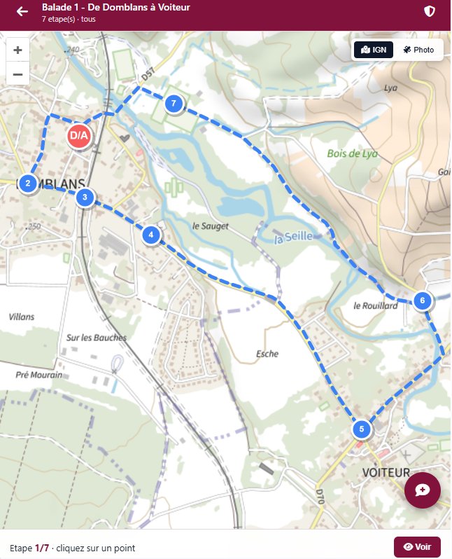 Extension Balades urbaines de pluiAssist : parcours guidé géolocalisé en sept étapes avec quiz